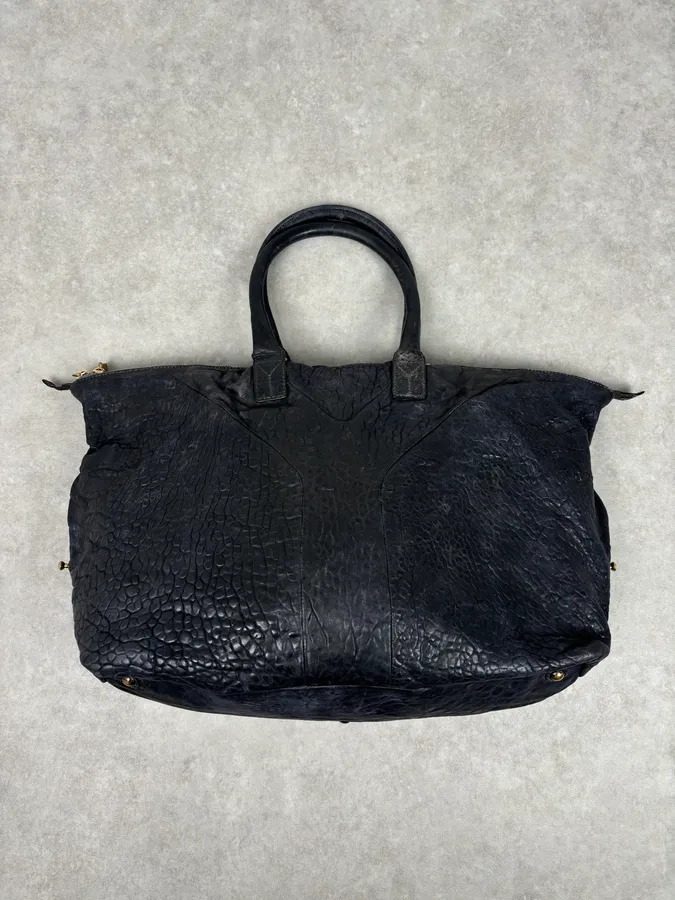 2000s Yves Saint Laurent Easy Grain Black Leather Handle Bag - Image 8