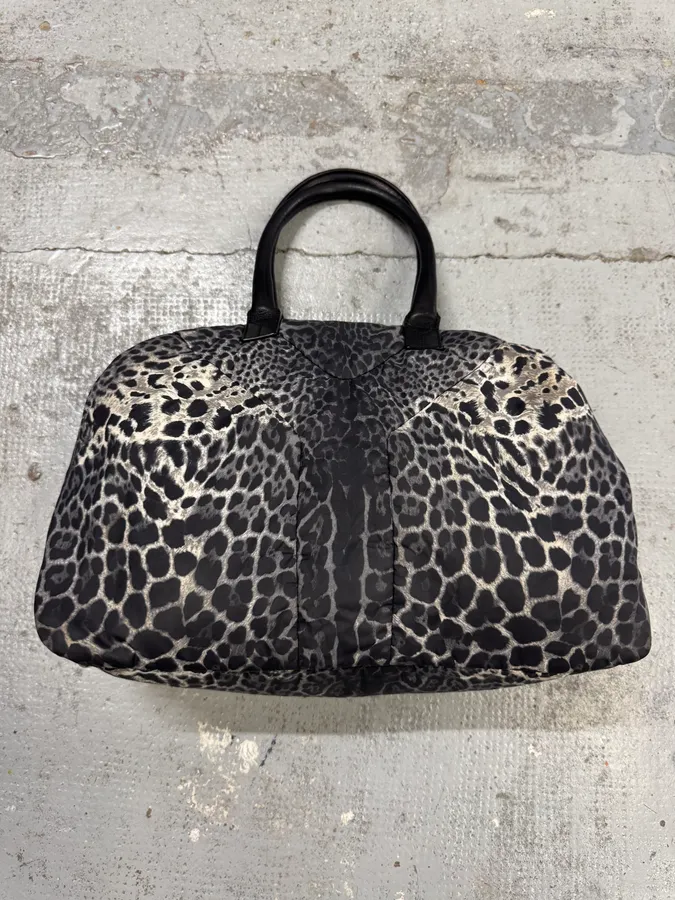 2000s Yves Saint Laurent Easy Leopard Print Nylon Handle Bag