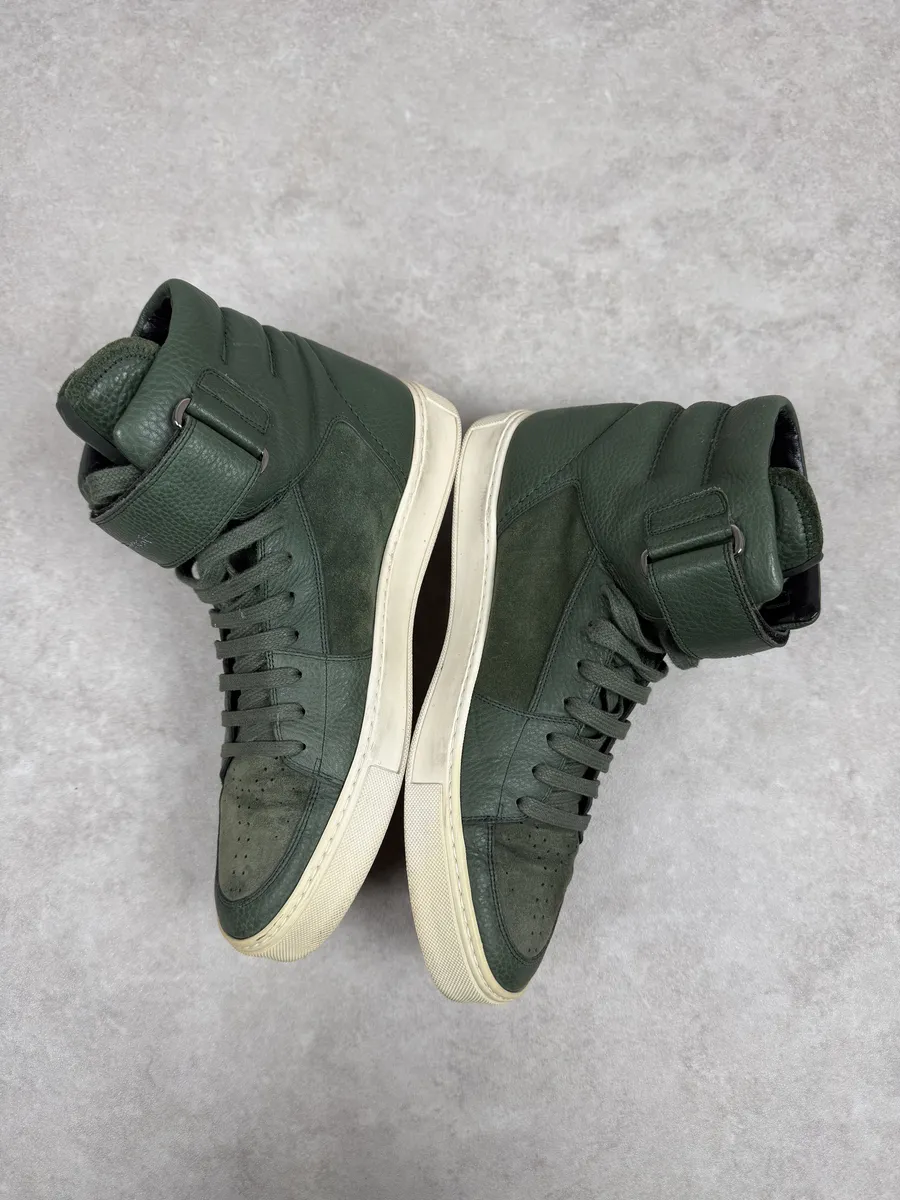 2000s Yves Saint Laurent Green Suede Leather High Sneakers - Image 6