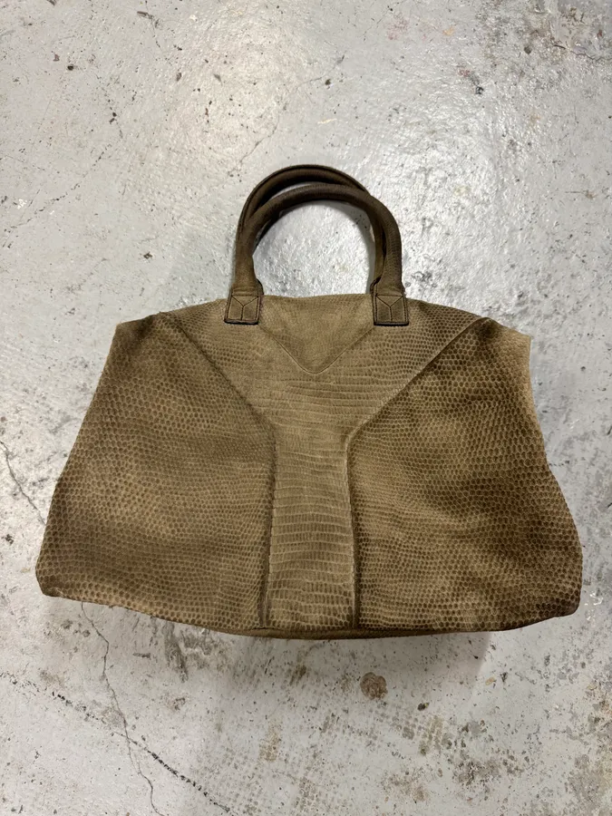 2000s Yves Saint Laurent Grey Grained Handle Bag