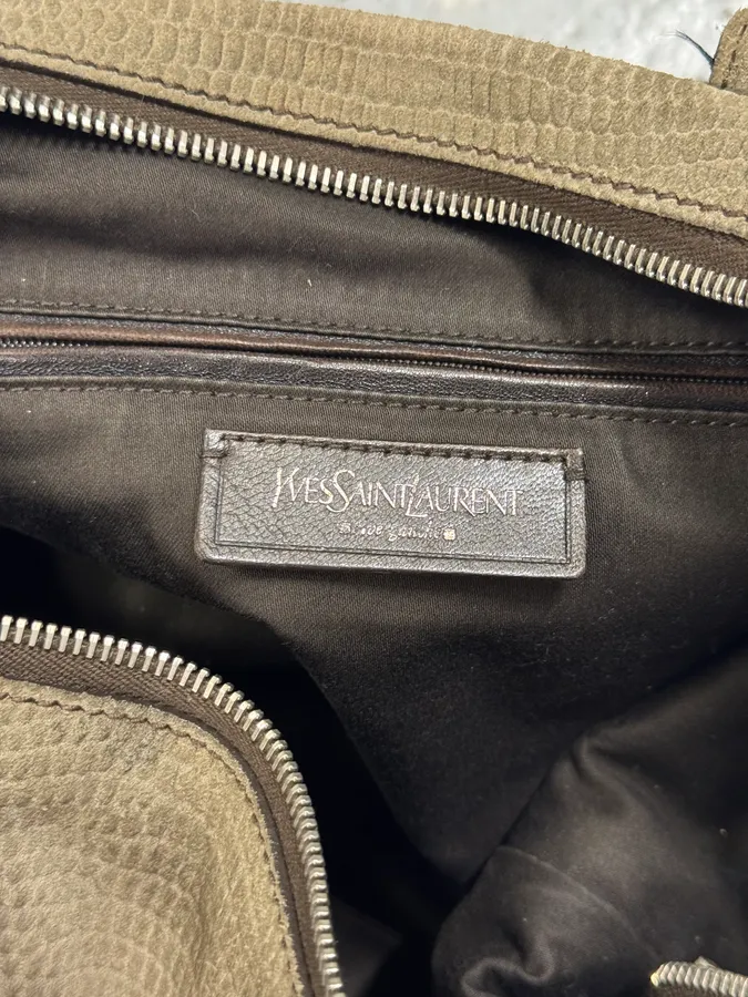 2000s Yves Saint Laurent Grey Grained Handle Bag - Image 10