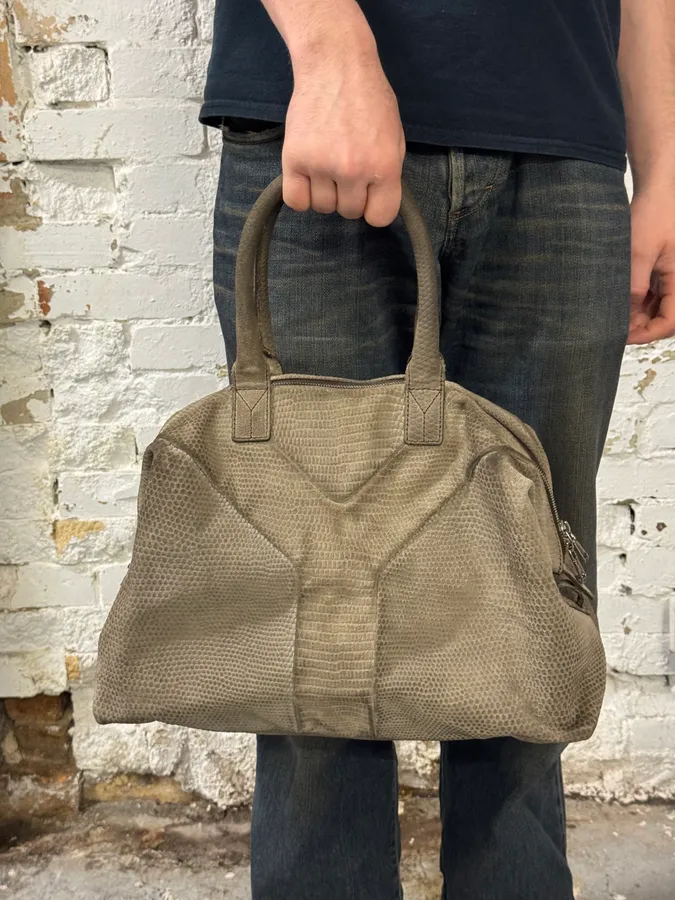 2000s Yves Saint Laurent Grey Grained Handle Bag - Image 3