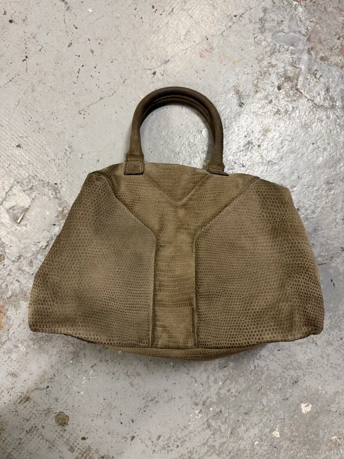 2000s Yves Saint Laurent Grey Grained Handle Bag - Image 7
