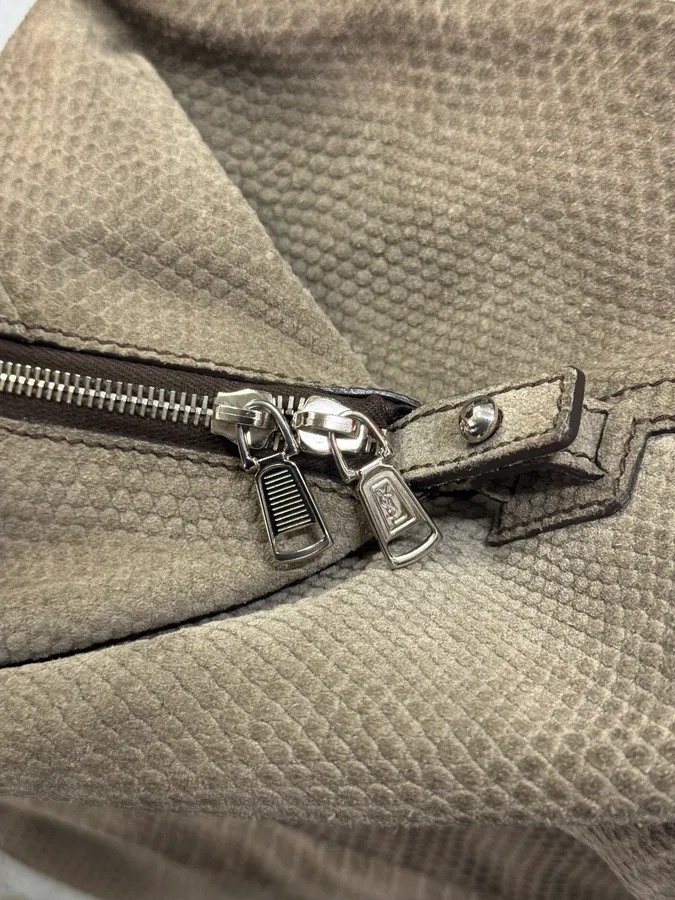2000s Yves Saint Laurent Grey Grained Handle Bag - Image 8
