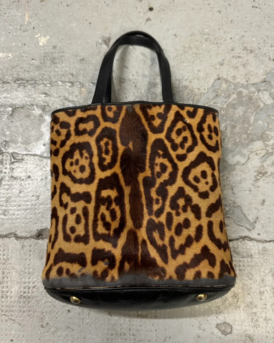 2000s Yves Saint Laurent Leopard Fur Leather Bag