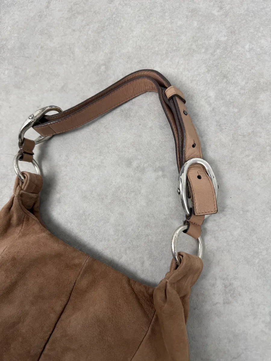 2000s Yves Saint Laurent Mauve Purple Flower Suede Leather Bag - Image 10