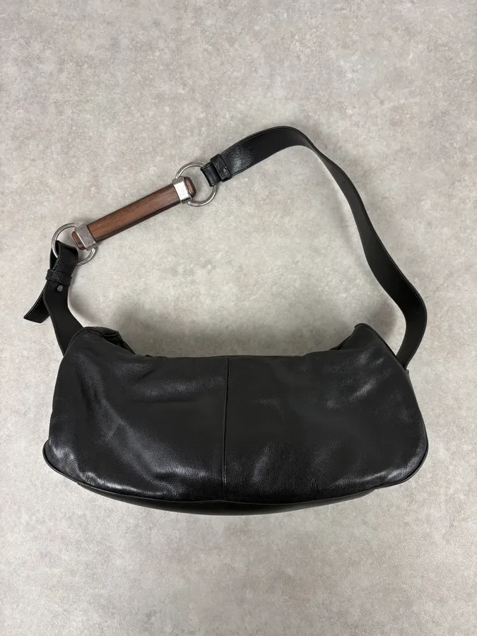 2000s Yves Saint Laurent Mombasa Black Leather Shoulder Bag - Image 6