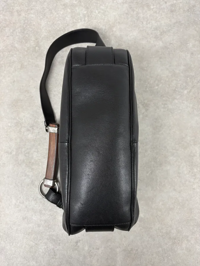 2000s Yves Saint Laurent Mombasa Black Leather Shoulder Bag - Image 9