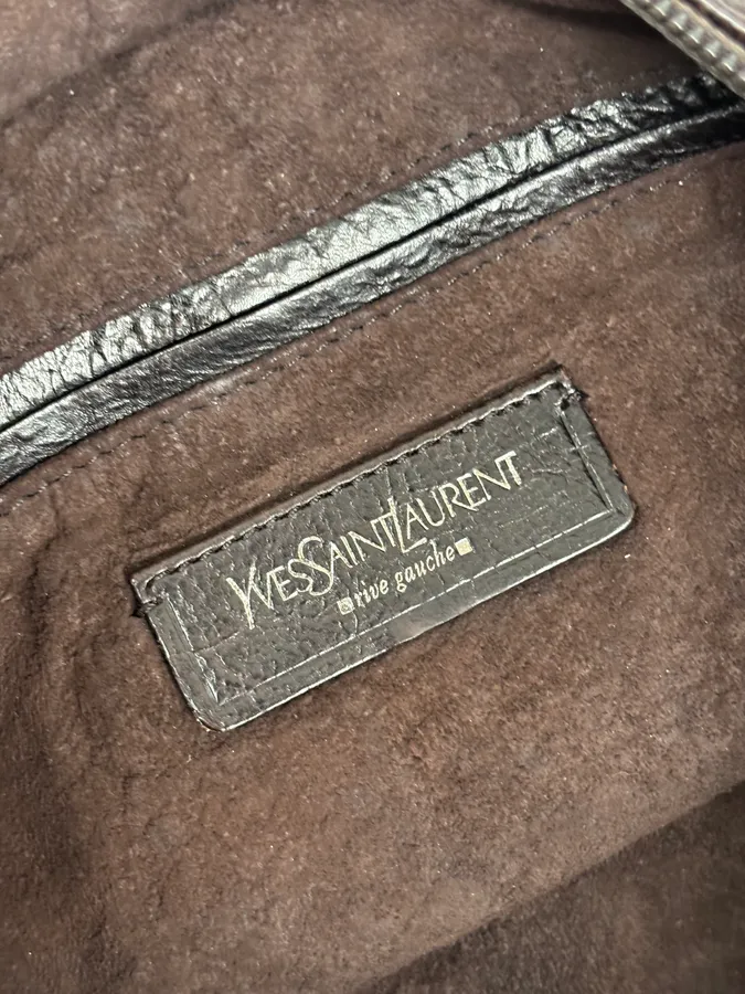 2000s Yves Saint Laurent Mombasa Organic Horn Brown Leather Crossbody Bag - Image 12
