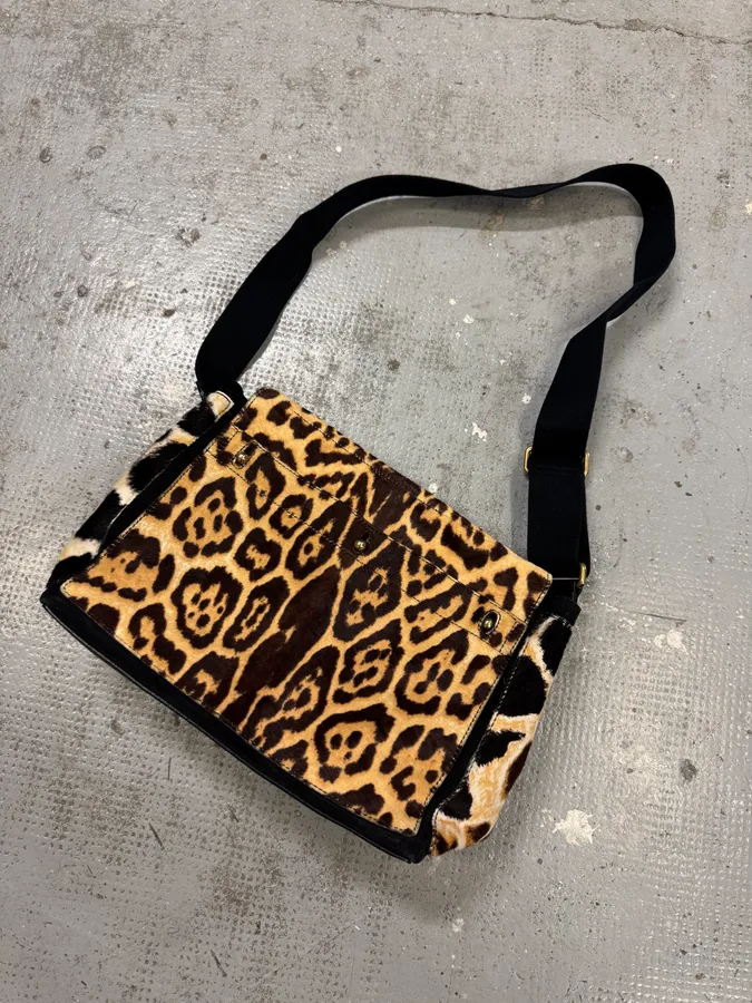 2000s Yves Saint Laurent Pony Hair Leopard Leather Shoulder Bag - Image 7