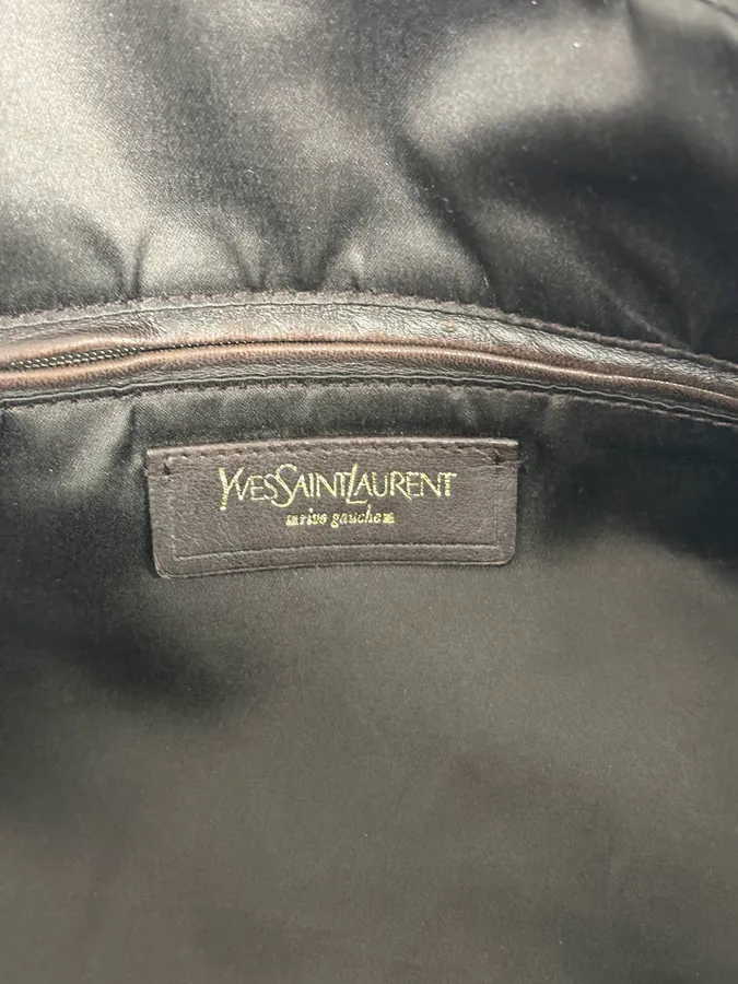 2000s Yves Saint Laurent Star Black Shiny Leather Handle Bag - Image 13