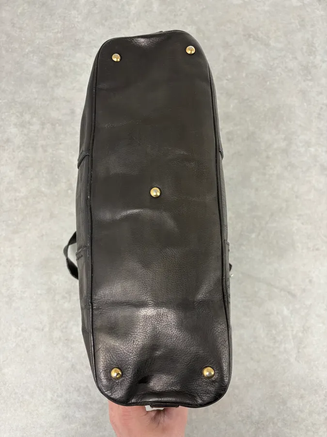 2000s Yves Saint Laurent Star Black Shiny Leather Handle Bag - Image 7
