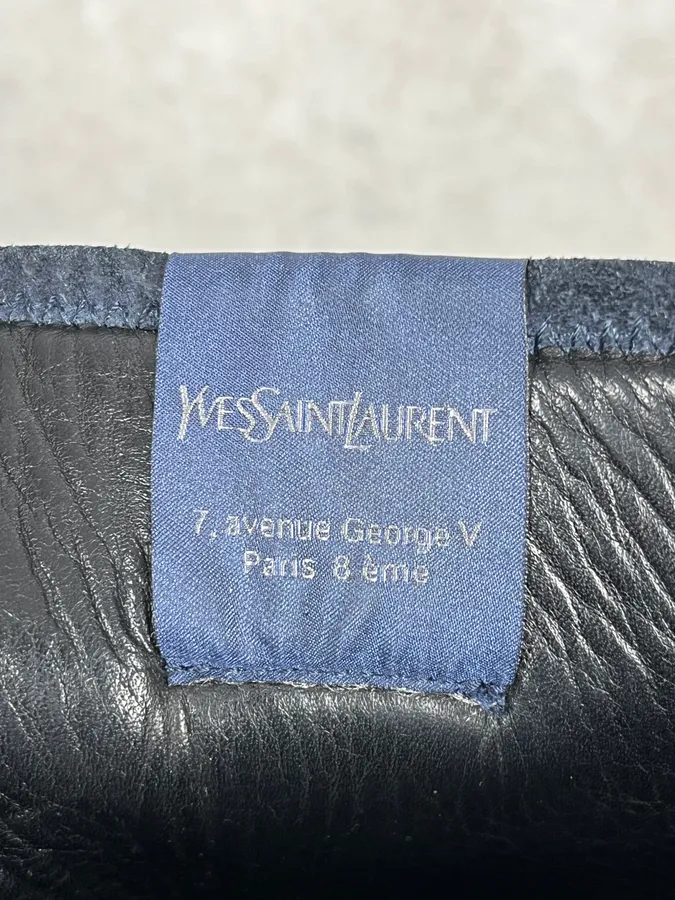 2000s Yves Saint Laurent Suede Leather Blue High Sneakers - Image 8