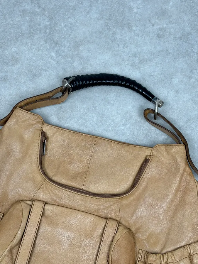 2000s Yves Saint Laurent Tan Horn Muse Hobo Leather Bag - Image 4