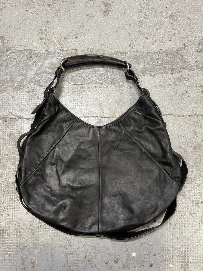 2000s Yves Saint Laurent Tom Ford Mombasa Black Horn Handle Leather Bag