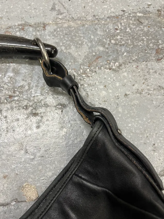 2000s Yves Saint Laurent Tom Ford Mombasa Black Horn Handle Leather Bag - Image 7