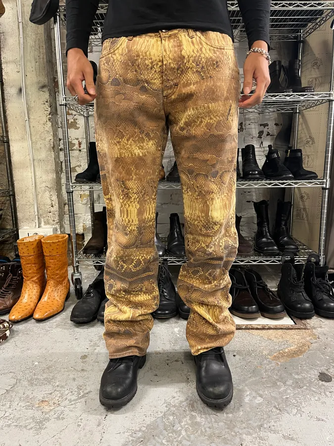 2001 Cavalli Brown Python Effect Pants - Image 2