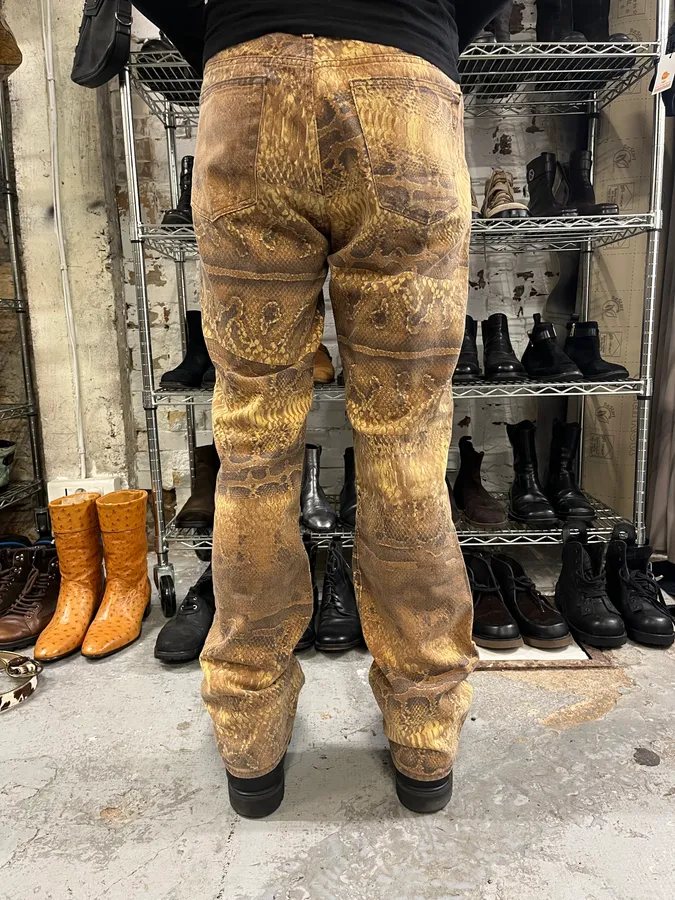 2001 Cavalli Brown Python Effect Pants - Image 4