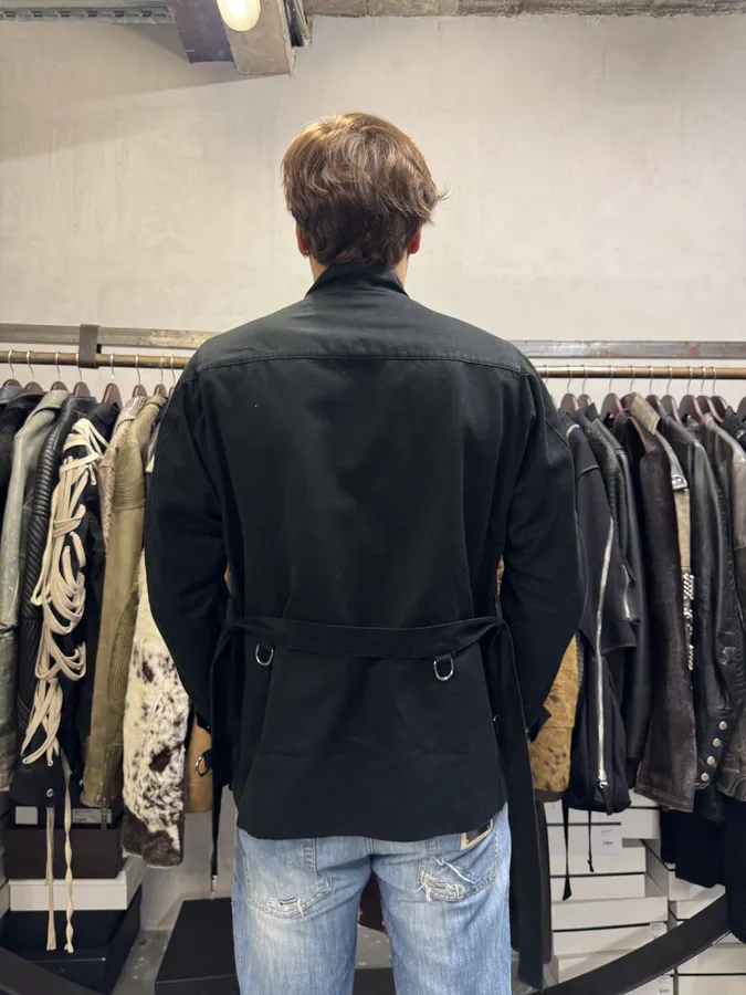 2003 Gucci Black Multi Pockets Belted Long Jacket - Image 3