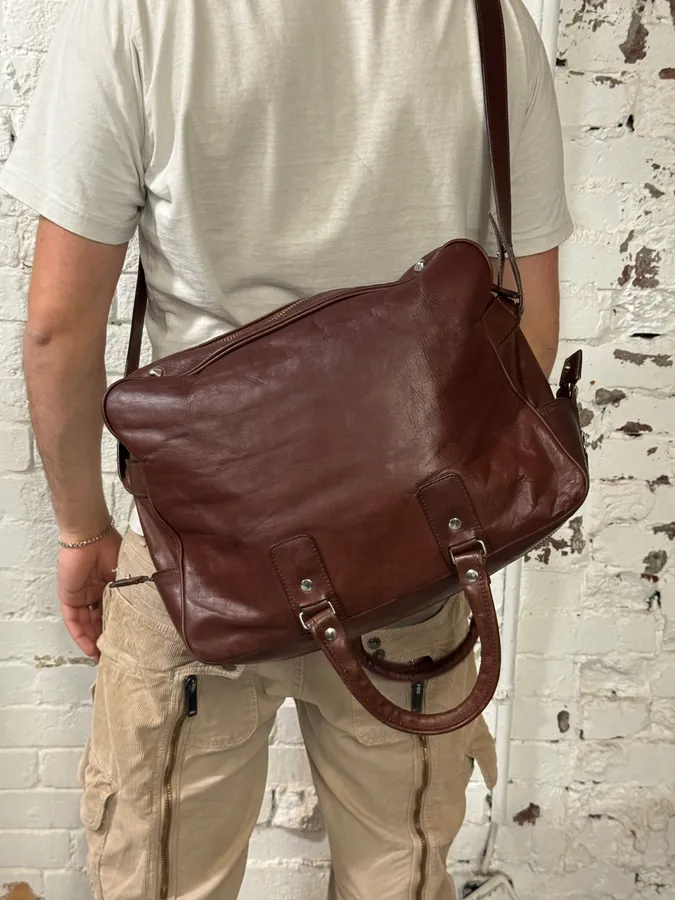 2006 Maison Margiela H&M Upside Brown Leather Shoulder Bag - Image 2