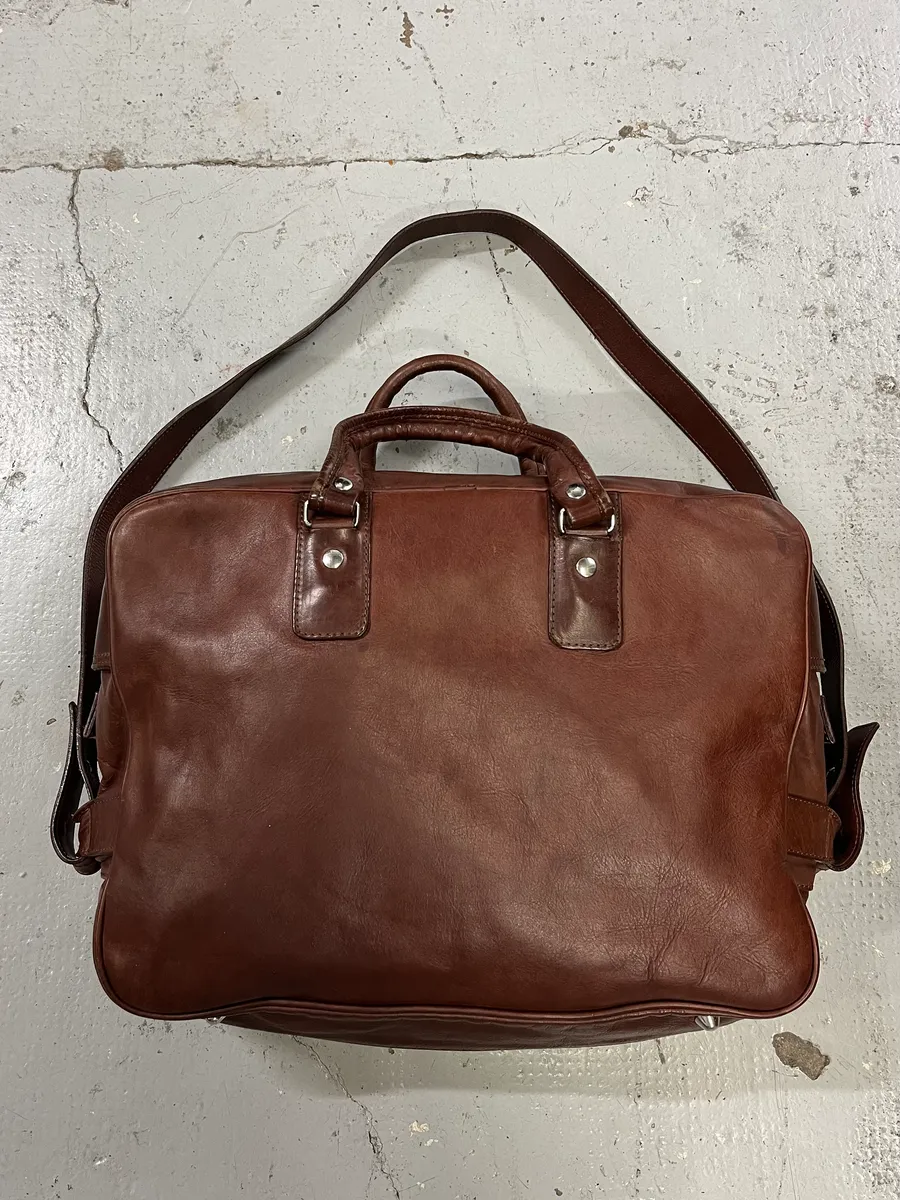2006 Maison Margiela H&M Upside Brown Leather Shoulder Bag - Image 4