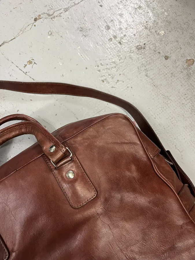 2006 Maison Margiela H&M Upside Brown Leather Shoulder Bag - Image 5