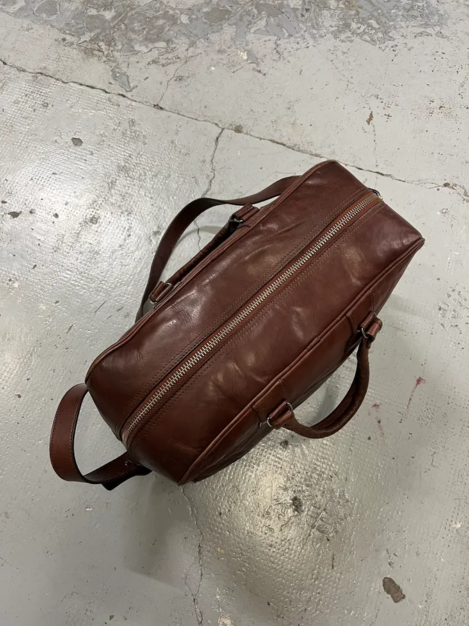 2006 Maison Margiela H&M Upside Brown Leather Shoulder Bag - Image 7