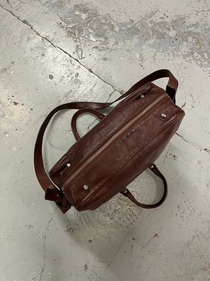 2006 Maison Margiela H&M Upside Brown Leather Shoulder Bag - Image 8