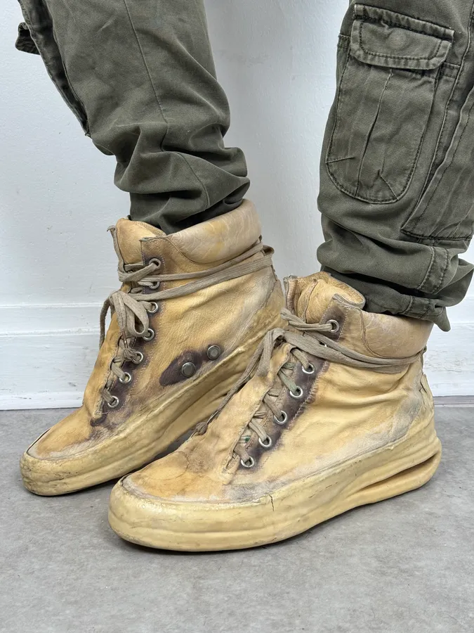2009 Carol Christian Poell Cream Kangaroo Leather High Boots - Image 5