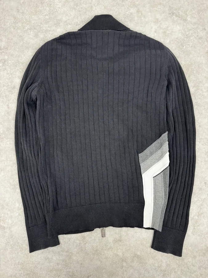 200s Dirk Bikkembergs Cross Lines Black Wool Zip-Up Sweater - Image 4
