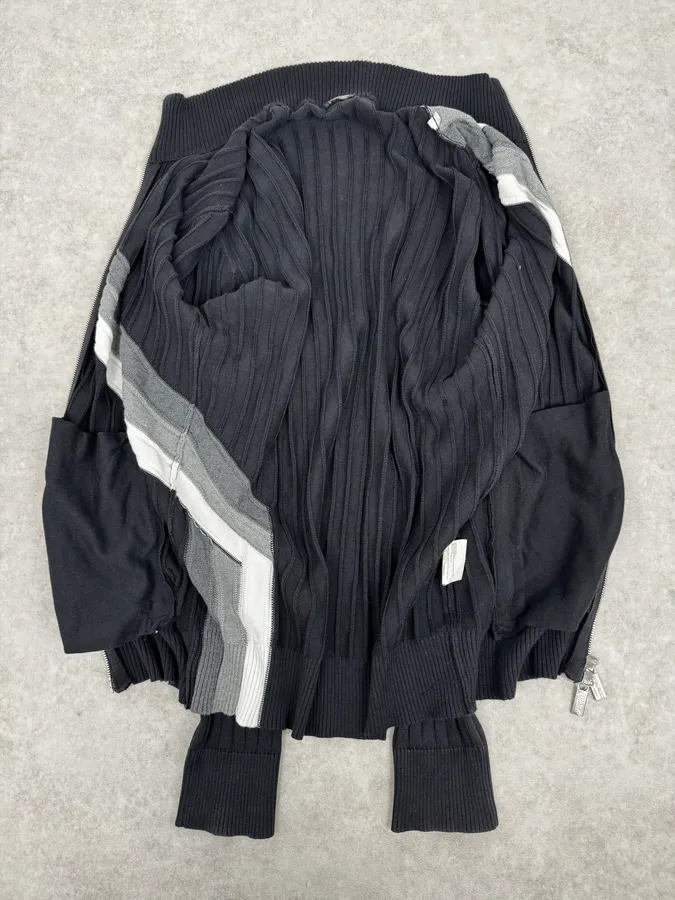 200s Dirk Bikkembergs Cross Lines Black Wool Zip-Up Sweater - Image 7