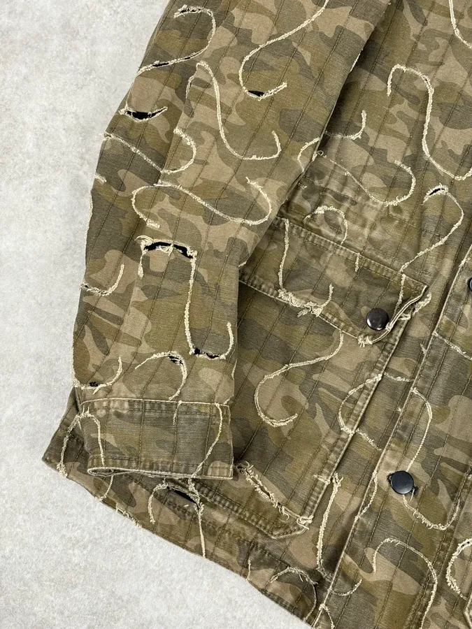 2010 Diesel Khaki Jacket Nylon Laser Cut Distressed Size L - Image 10