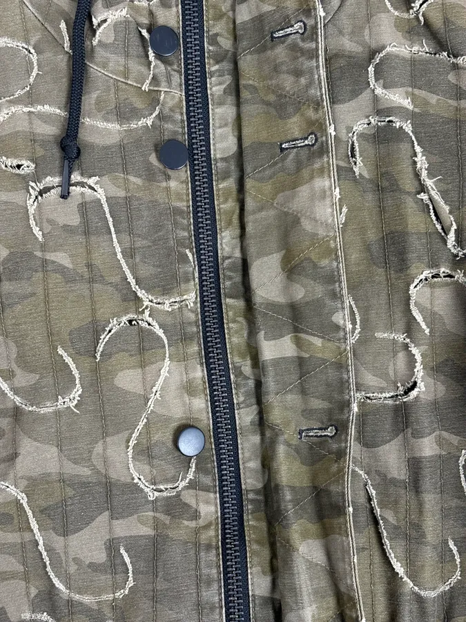 2010 Diesel Khaki Jacket Nylon Laser Cut Distressed Size L - Image 14