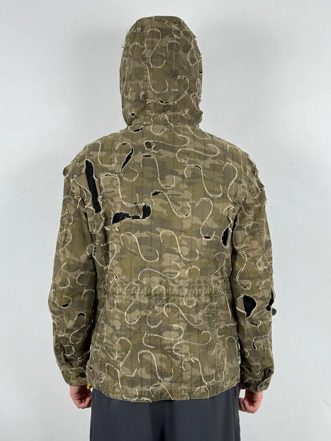 2010 Diesel Khaki Jacket Nylon Laser Cut Distressed Size L - Image 3