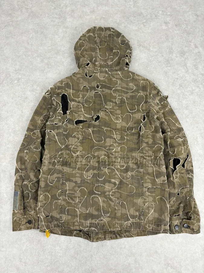 2010 Diesel Khaki Jacket Nylon Laser Cut Distressed Size L - Image 5