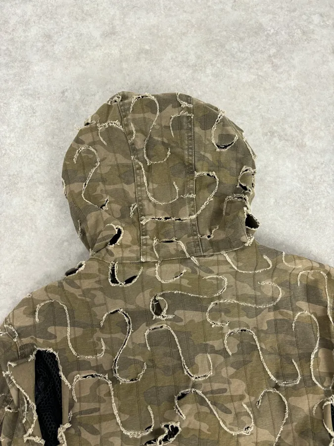2010 Diesel Khaki Jacket Nylon Laser Cut Distressed Size L - Image 6