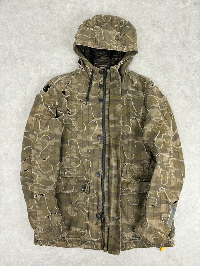 2010 Diesel Khaki Jacket Nylon Laser Cut Distressed Size L - Image 7