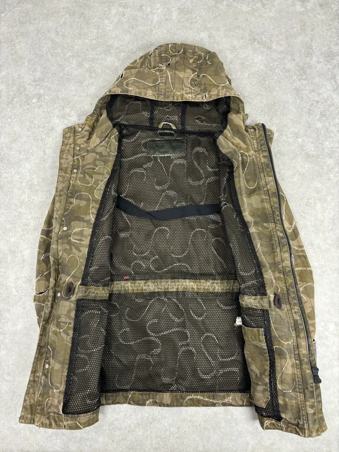2010 Diesel Khaki Jacket Nylon Laser Cut Distressed Size L - Image 8