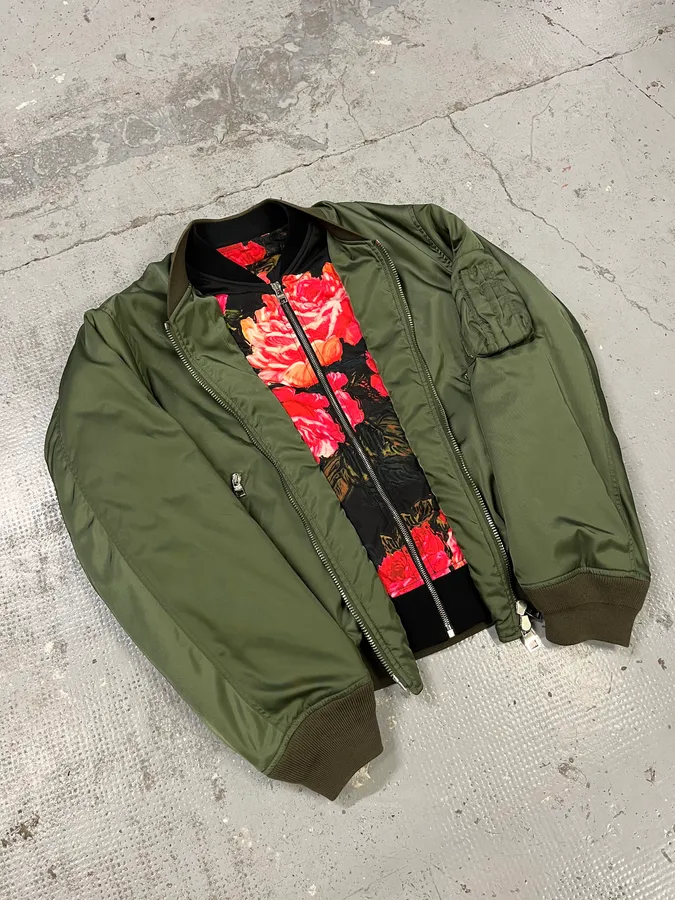 2010s Alexander McQueen Floral Green Bomber Jacket - Image 6