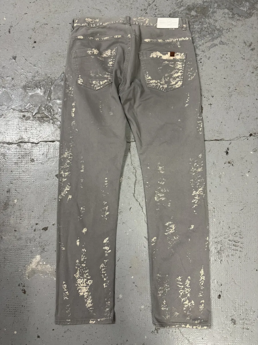 2010s Alexander Mcqueen Painted Abstract Grey Pants - Image 2