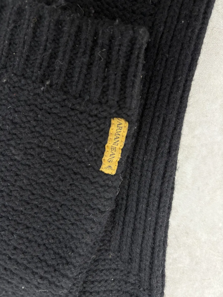 2010s Armani Asymmetrical Black Wool Zip-up Sweater - Image 7