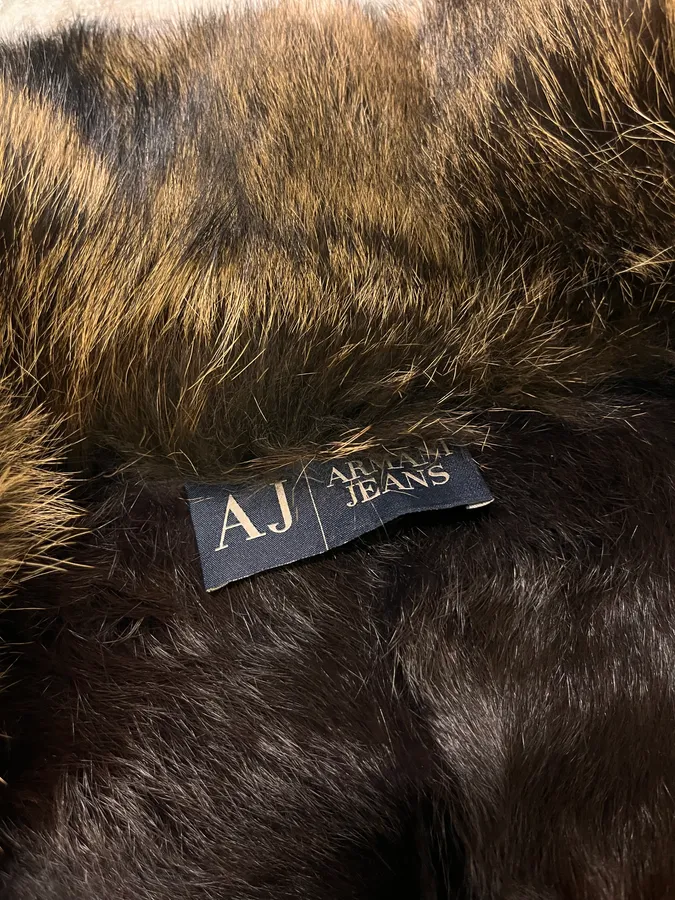 2010s Armani Fur Collar Painted  Brown Leather Jacket - Image 12