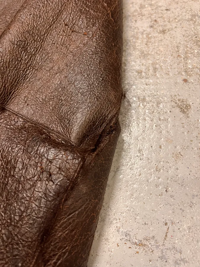 2010s Armani Fur Collar Painted  Brown Leather Jacket - Image 9