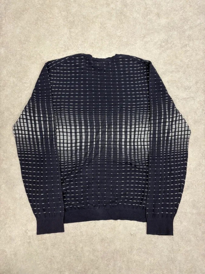 2010s Armani Navy & White Gradient Abstract Light Sweater - Image 6
