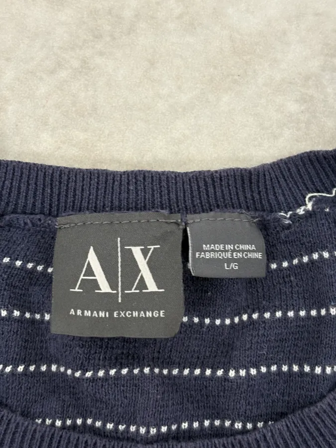 2010s Armani Navy & White Gradient Abstract Light Sweater - Image 9