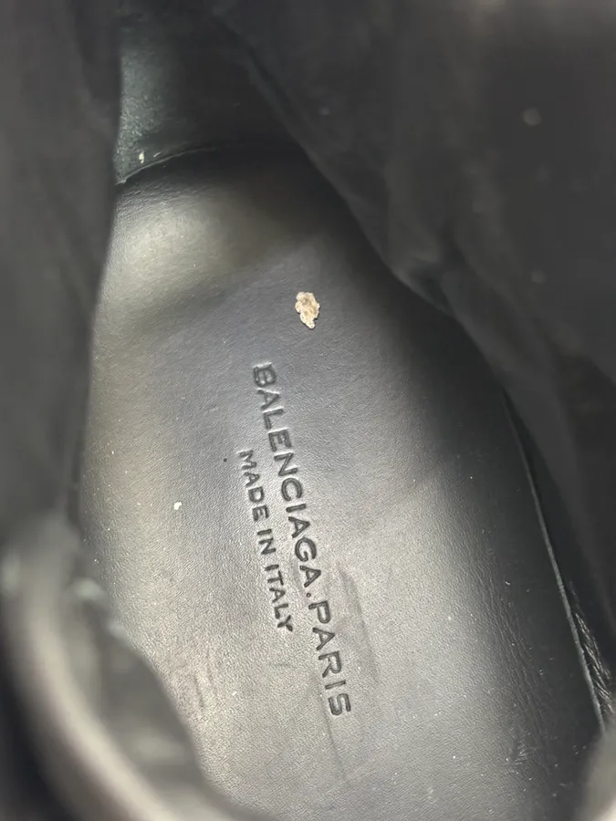 2010s Balenciaga City Black Plissed Leather High Sneakers - Image 9