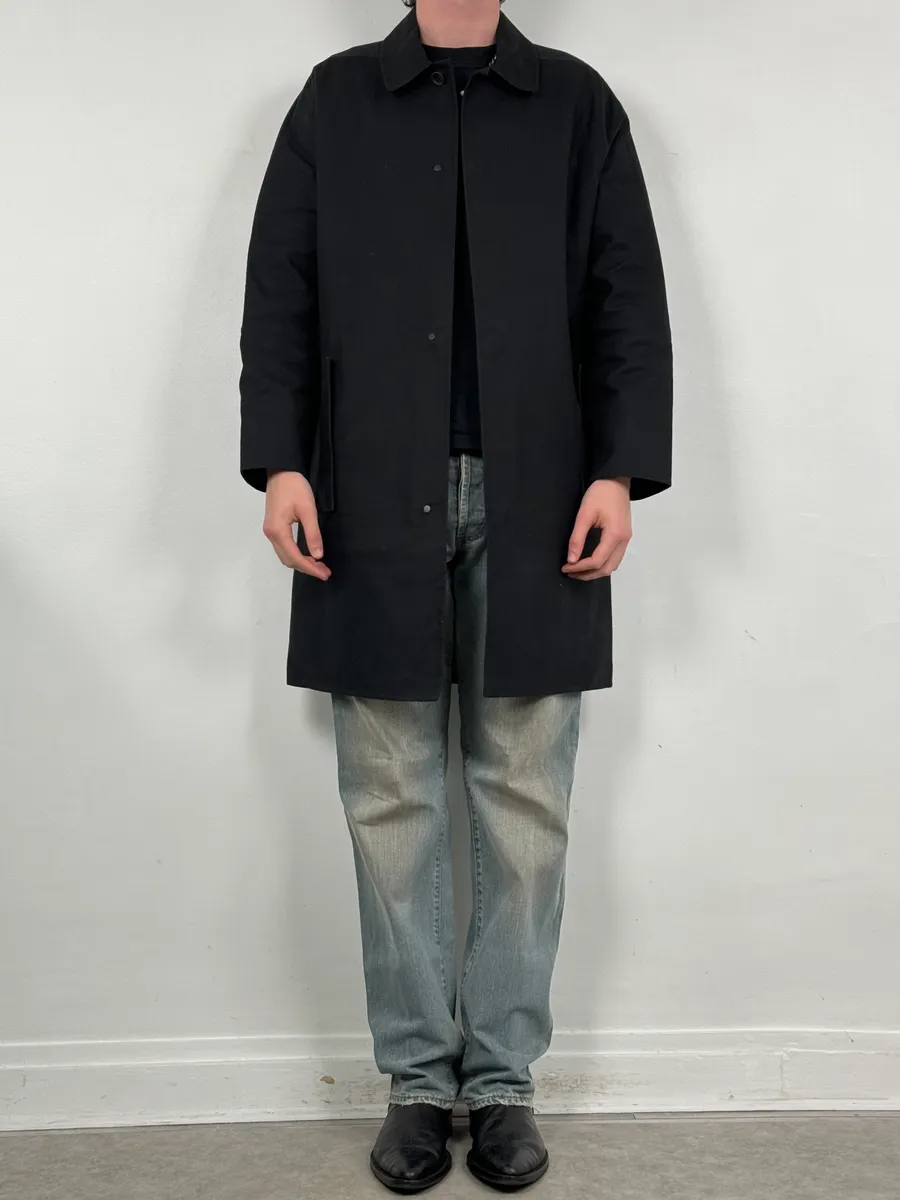 2010s Balenciaga Sample Black & Navy Geometrical Trench Coat - Image 2