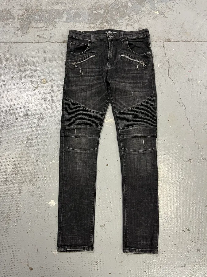 2010s Balmain Biker Black Denim Jeans - Image 2
