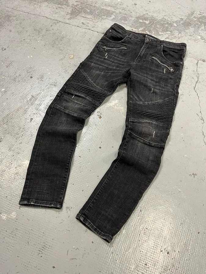 2010s Balmain Biker Black Denim Jeans - Image 3