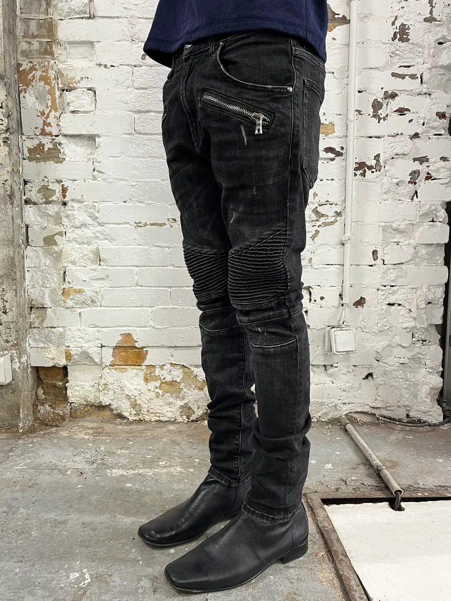 2010s Balmain Biker Black Denim Jeans - Image 4